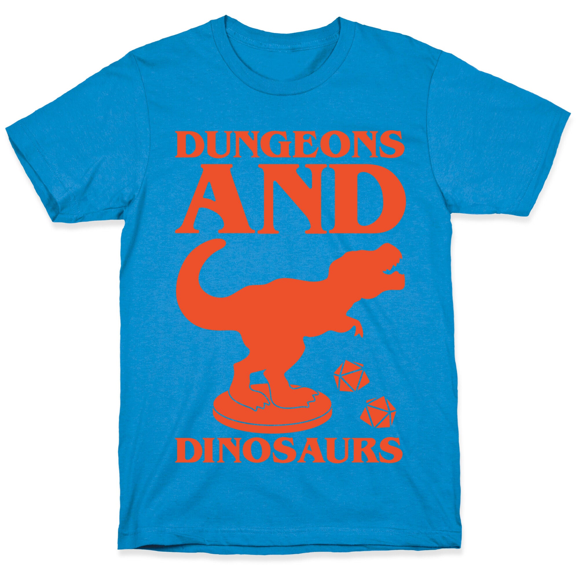 Dungeons and Dinosaurs Parody White Print T-Shirt